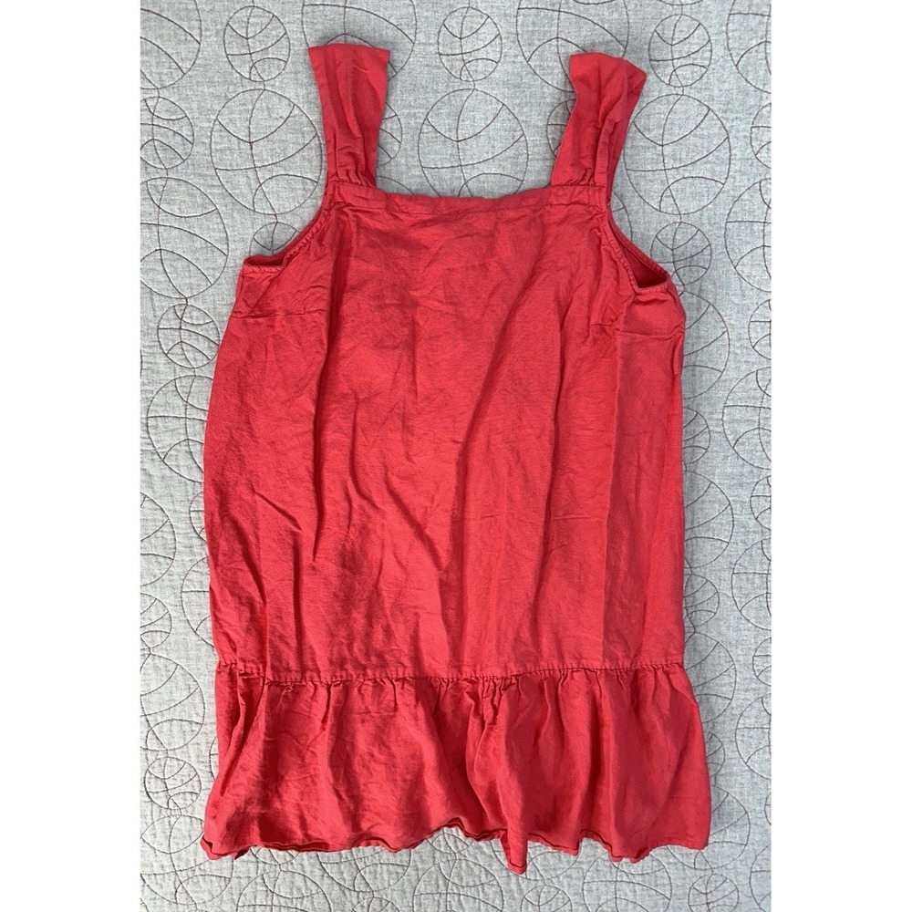 Loft Dress Size L Coral Square Neck Flounce Linen Blend Shift Sundress 542190